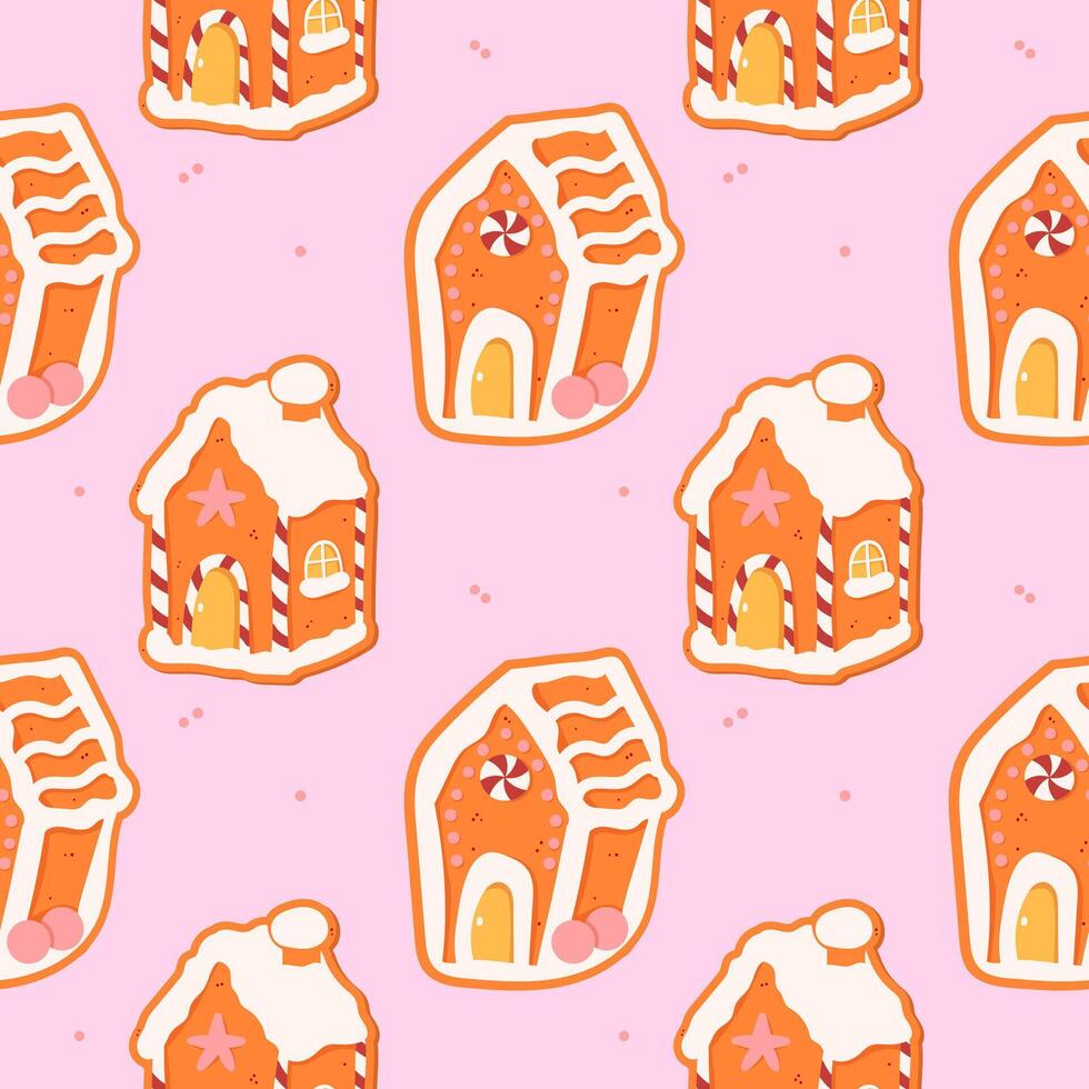 Seamless pattern with gingerbread houses. illustration vector
