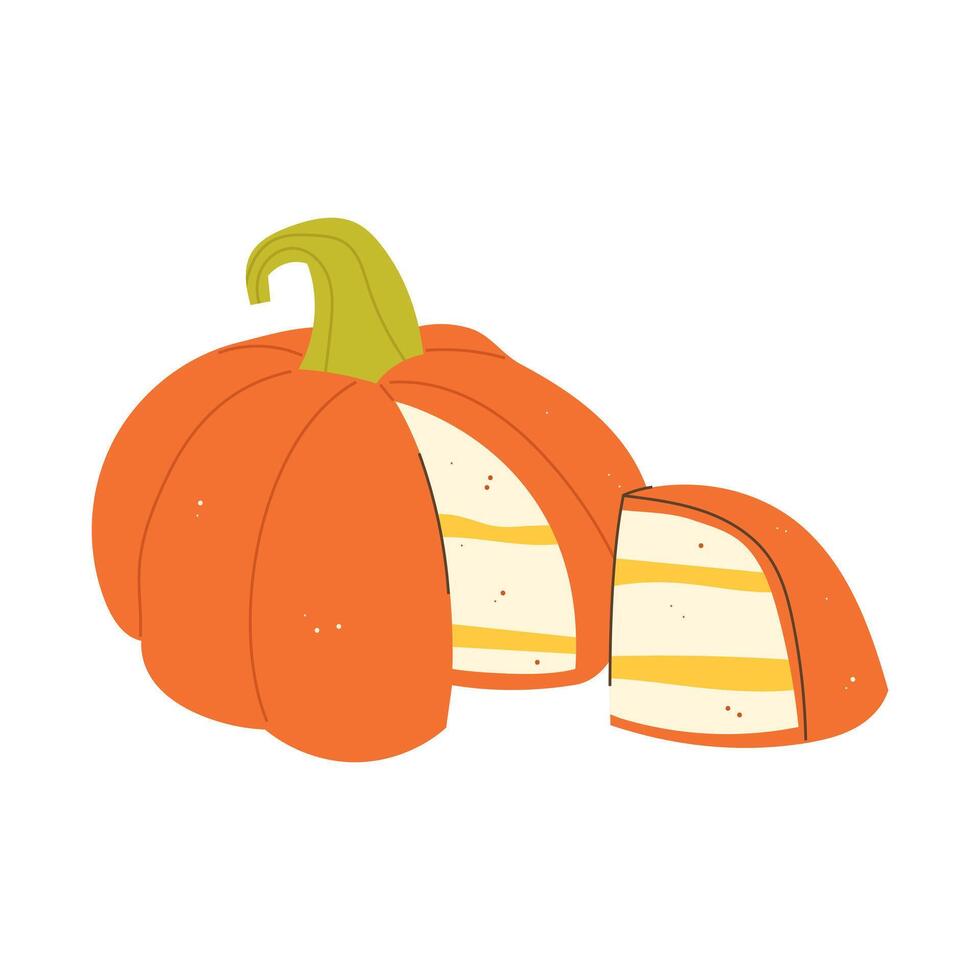 Halloween pumpkin cake on a white background vector