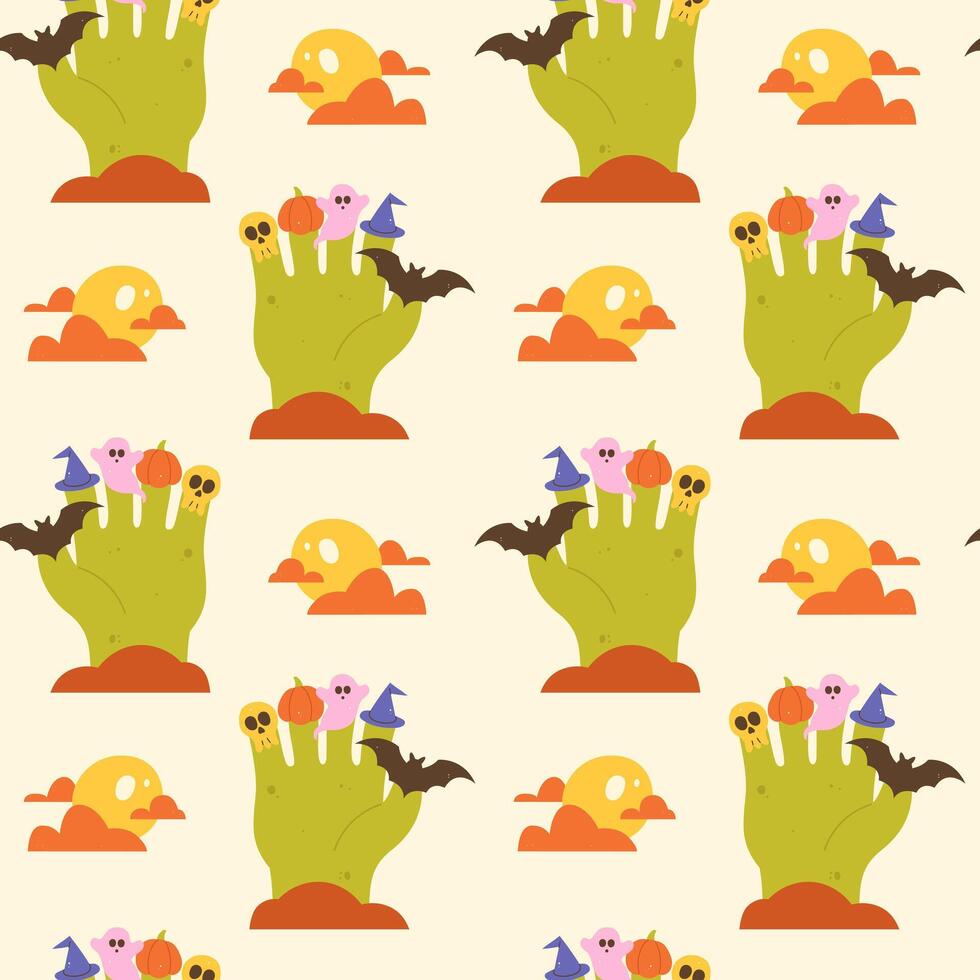 Seamless Halloween pattern with zombies vector