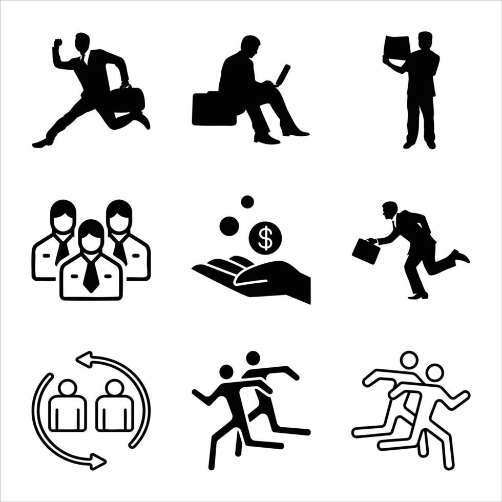 Business And Finance Concept Icons Representing Teamwork Success Competition And Progress vector