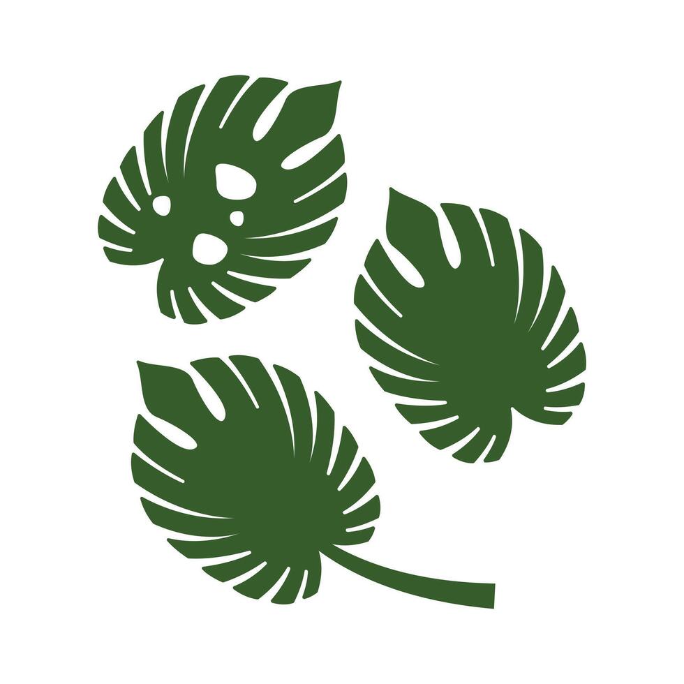 monstera leaf icon logo design template vector