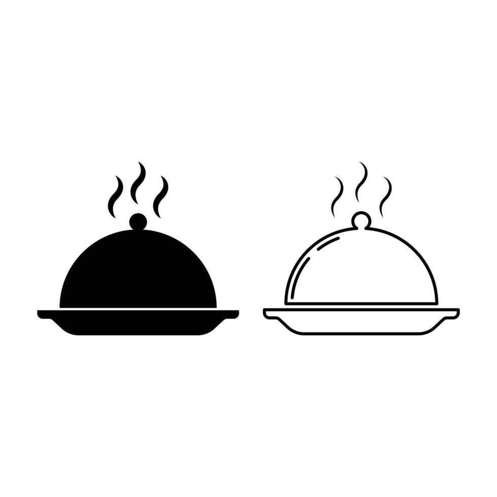 cloche icon dish catering design concept silhouette and outline style vector