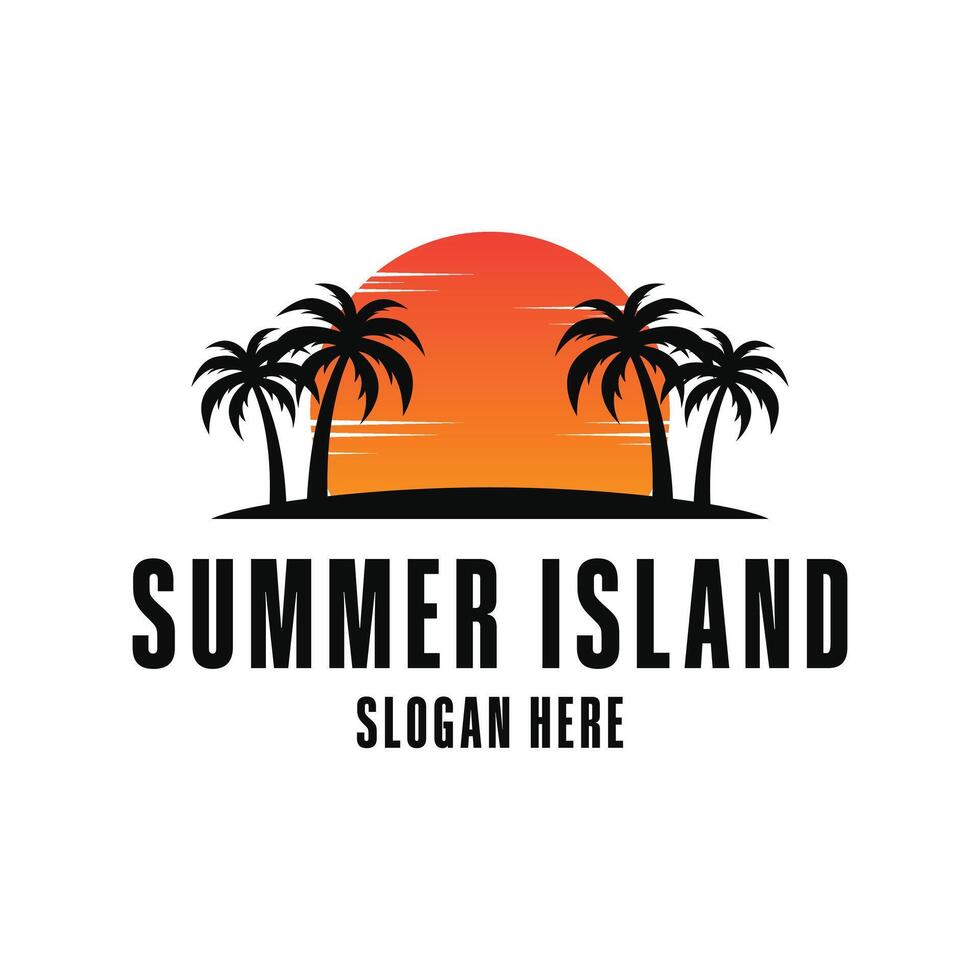 summer beach island logo with palm tree concept creative idea vector