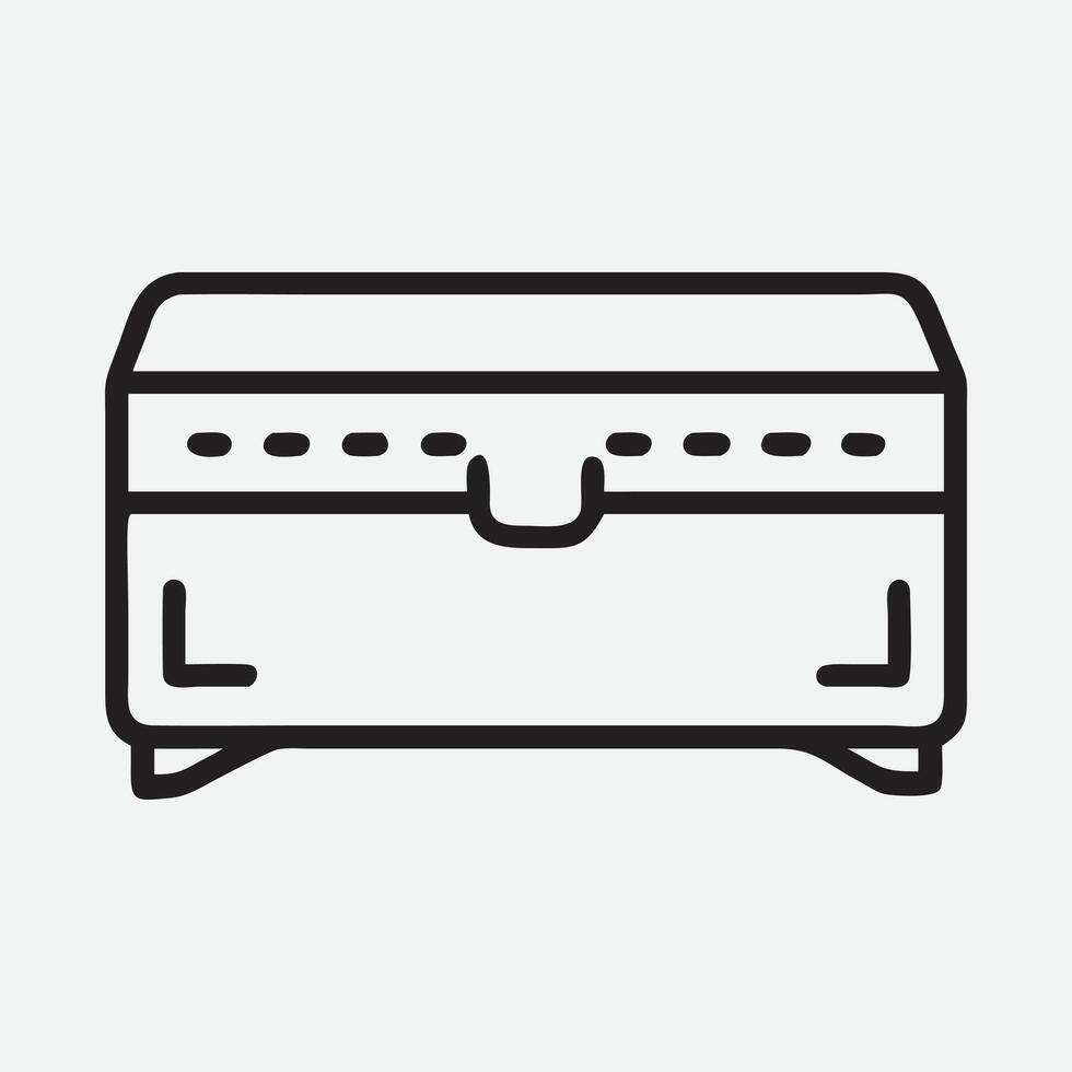 Classic and Minimalist Blanket Chest Icon in Elegant Line Art Style vector