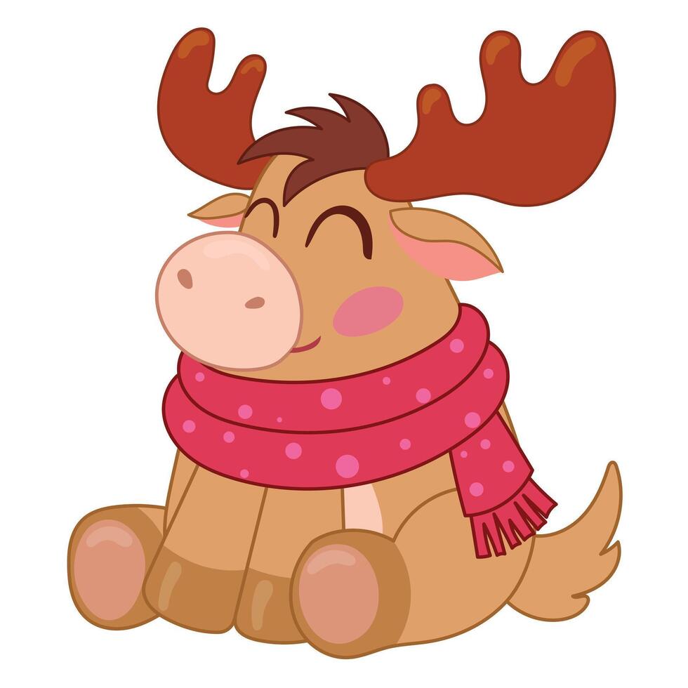 Cute moose smiling clipart vector