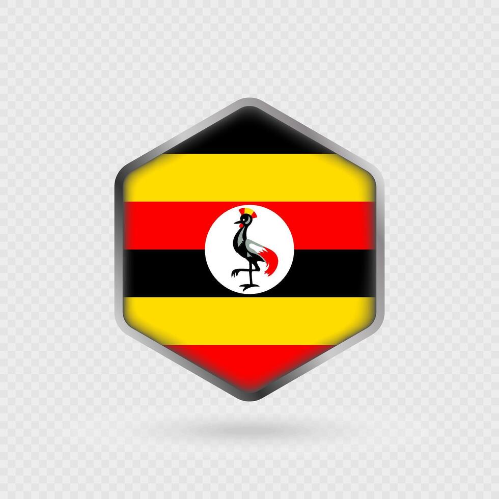 Uganda Flag Icon in Hexagon Shape. vector
