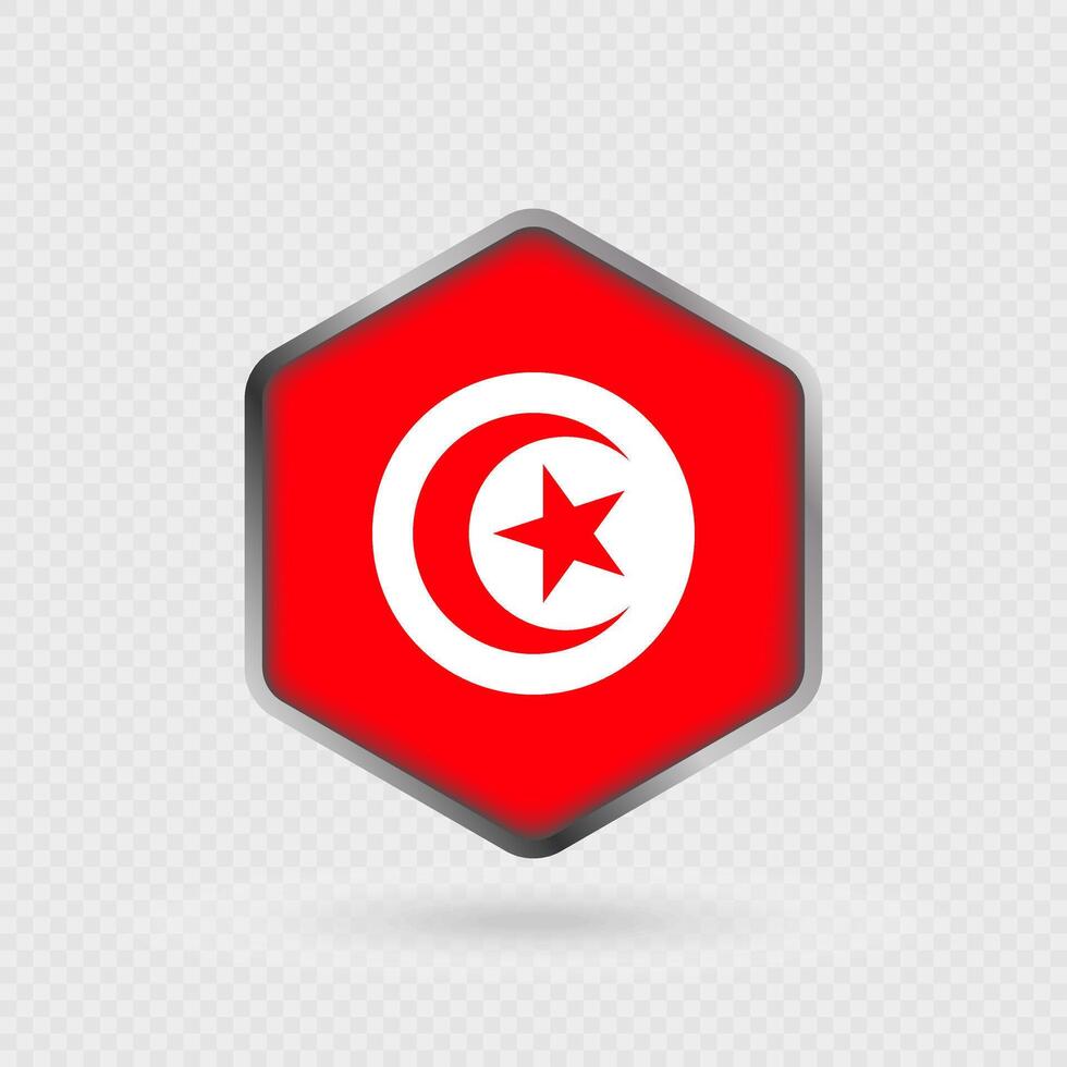 Tunisia Flag Icon in Hexagon Shape. vector