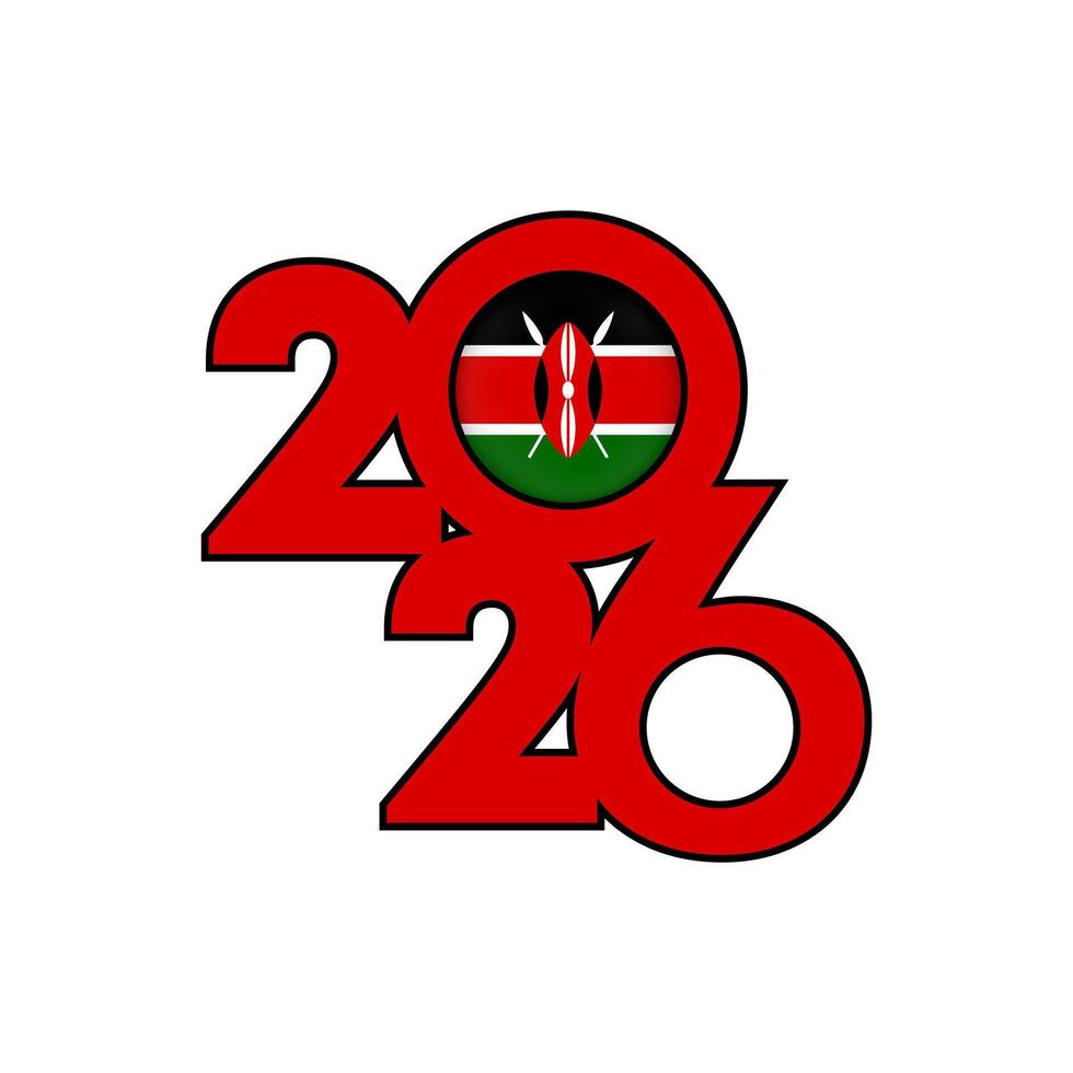 2026 banner with Kenya flag inside. vector
