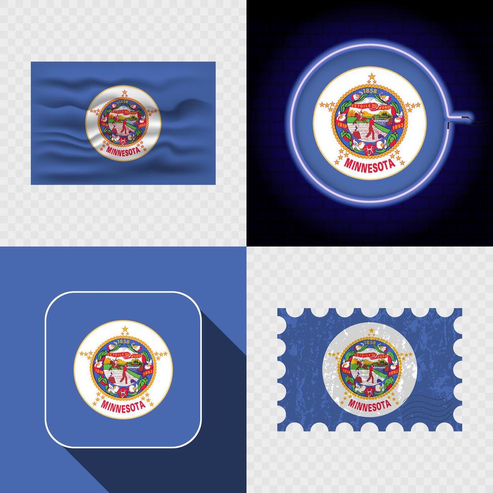 Creative Minnesota Flag Icon Set Collection. vector