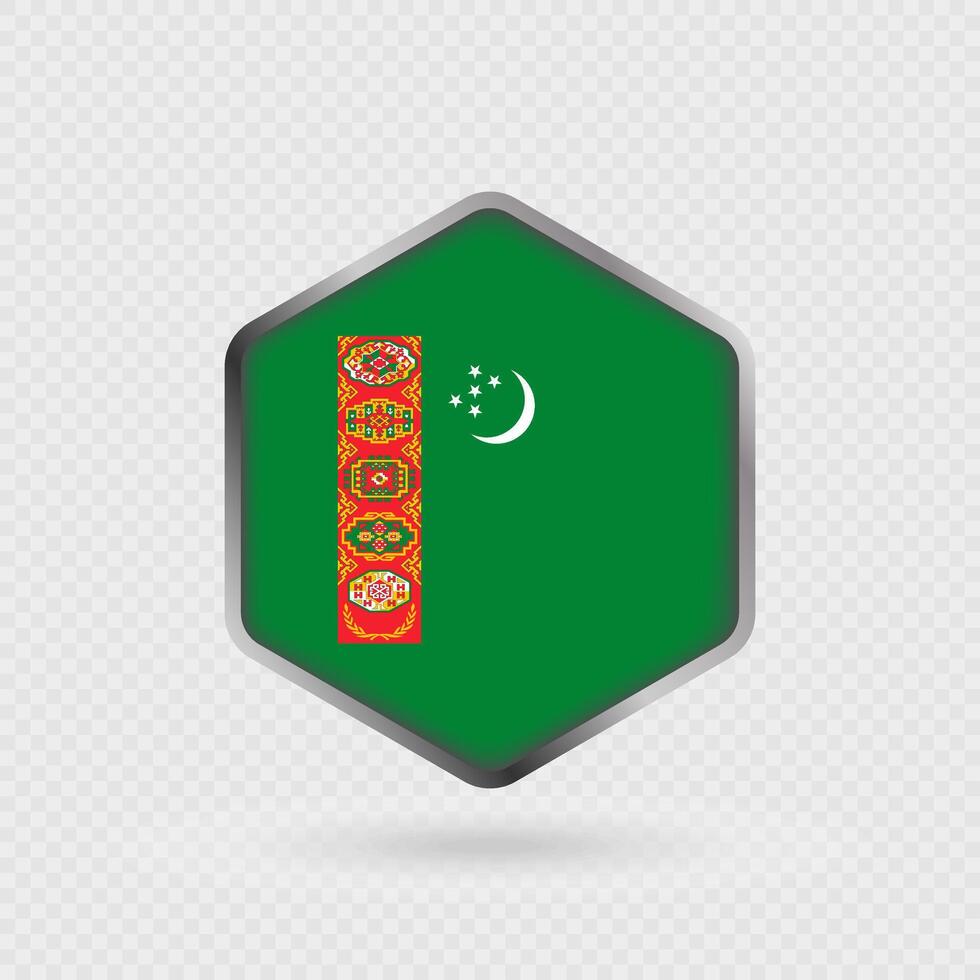 Turkmenistan Flag Icon in Hexagon Shape. vector