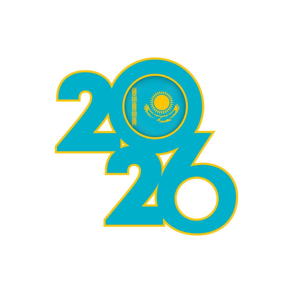 2026 banner with Kazakhstan flag inside. vector