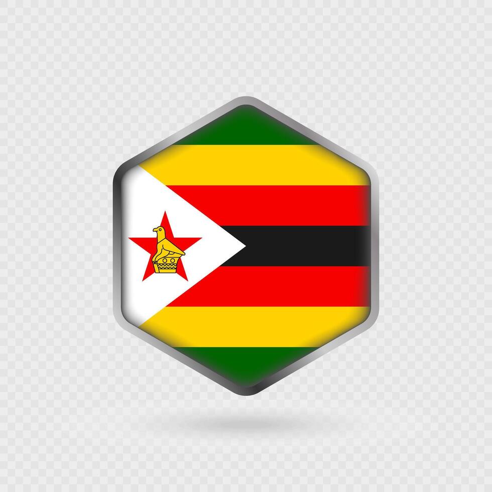 Zimbabwe Flag Icon in Hexagon Shape. vector
