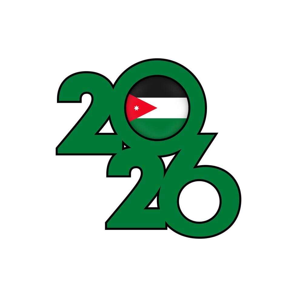 2026 banner with Jordan flag inside. vector
