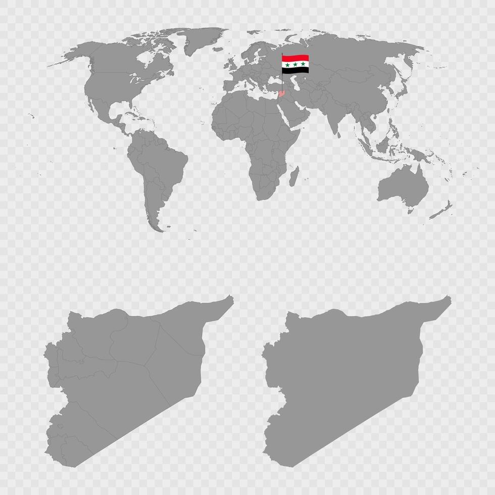 Syria Map Set with World Location. vector