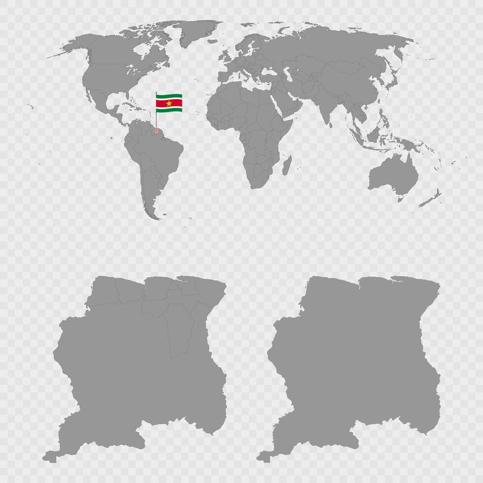 Suriname Map Set with World Location. vector