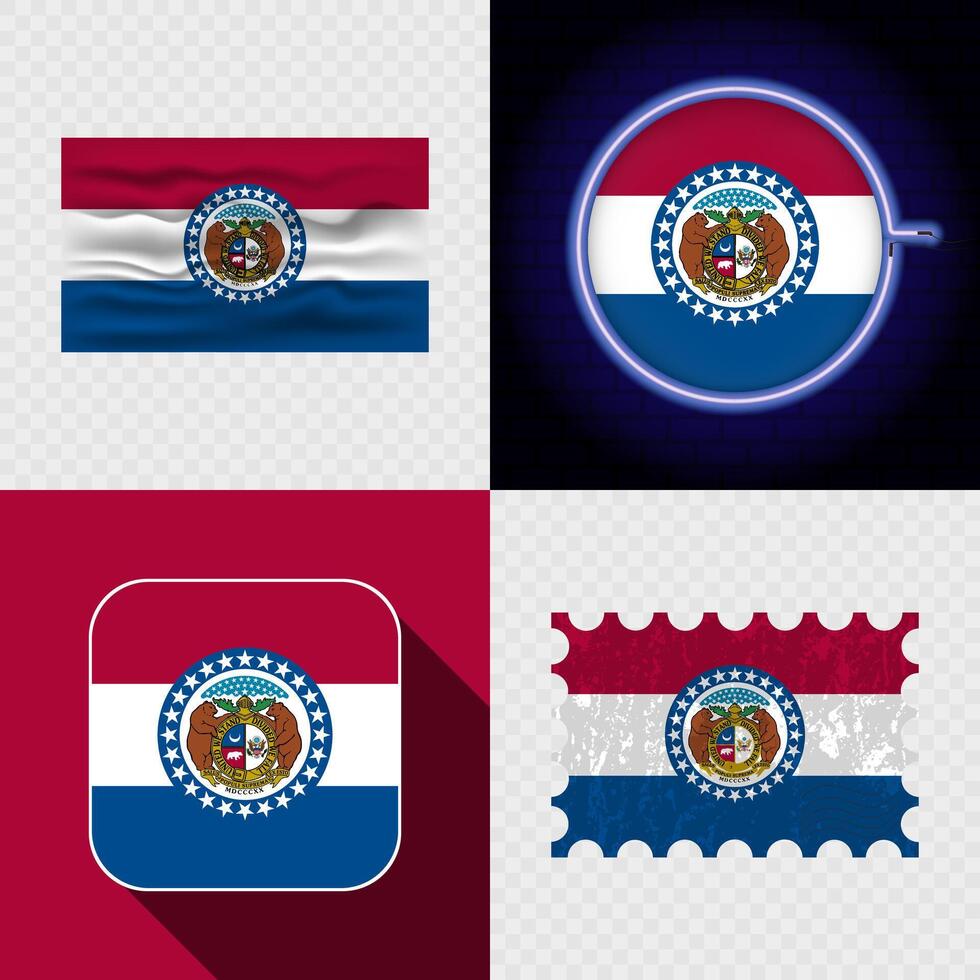 Creative Missouri Flag Icon Set Collection. vector