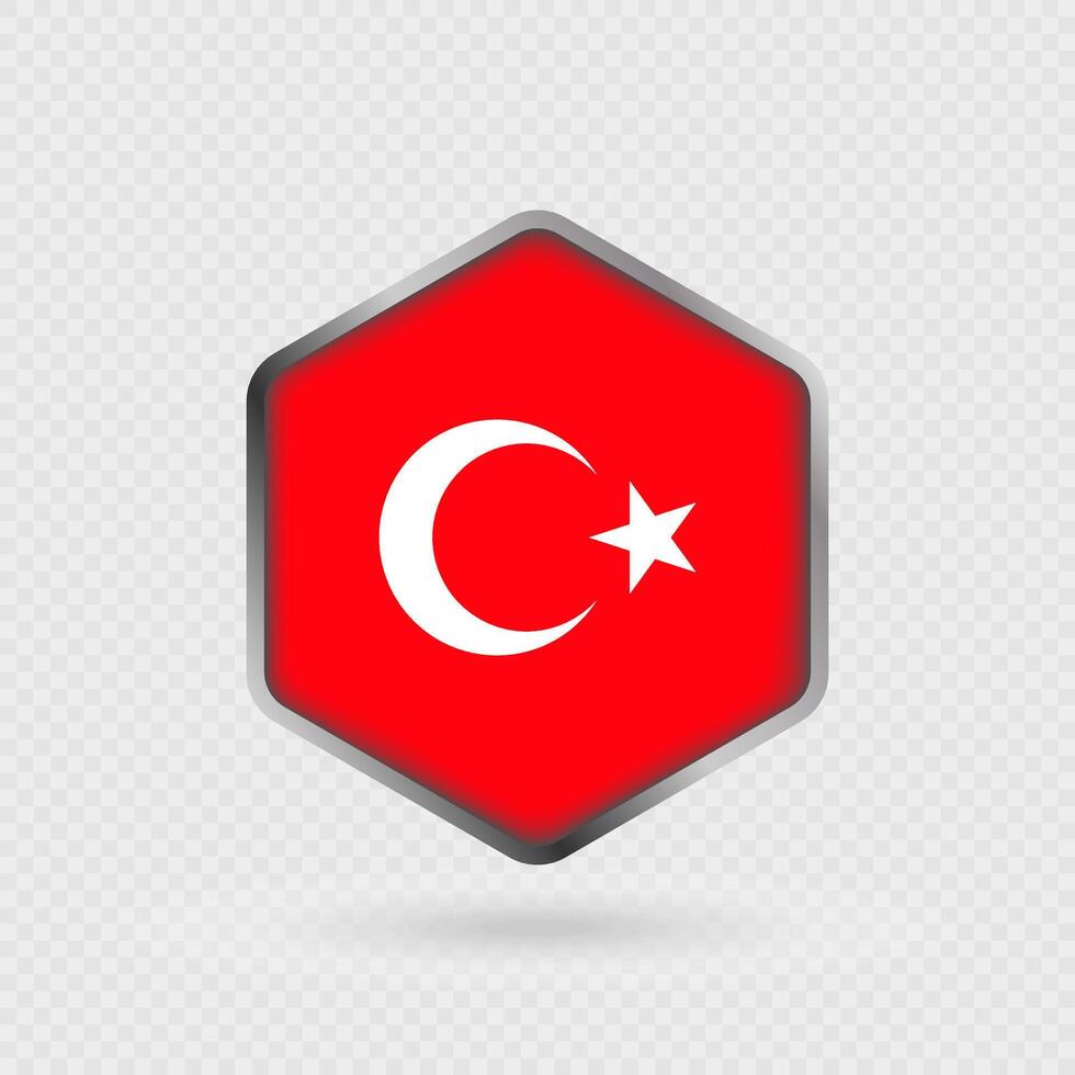 Turkey Flag Icon in Hexagon Shape. vector