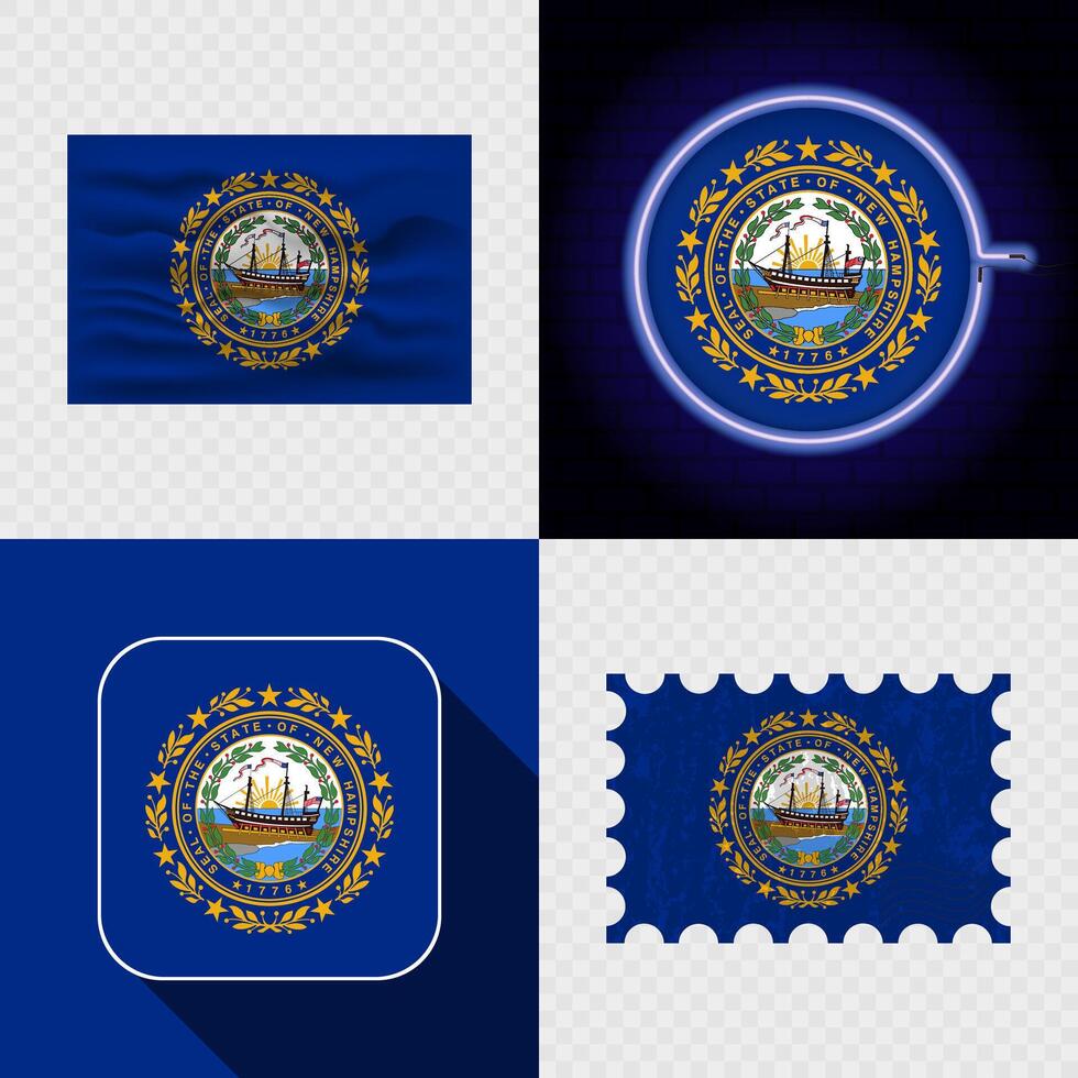 Creative New Hampshire Flag Icon Set Collection. vector