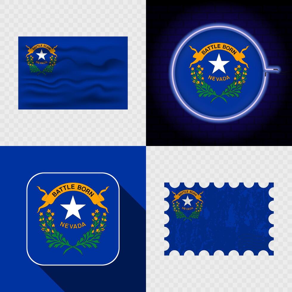Creative Nevada Flag Icon Set Collection. vector