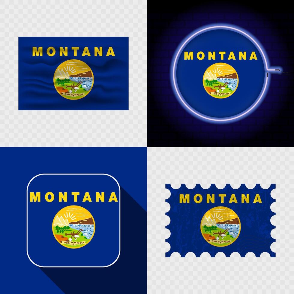 Creative Montana Flag Icon Set Collection. vector