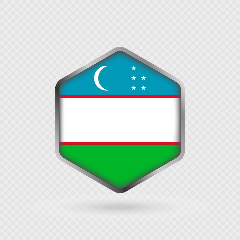 Uzbekistan Flag Icon in Hexagon Shape. vector