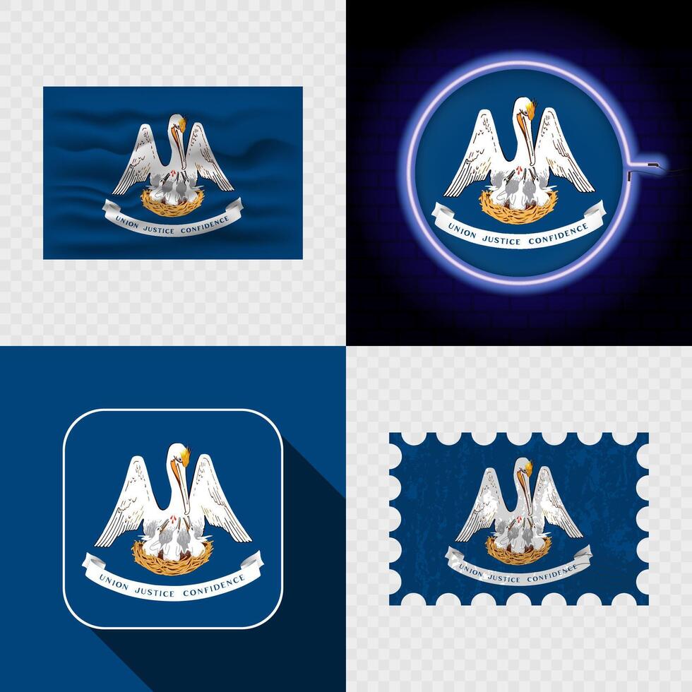 Creative Louisiana Flag Icon Set Collection. vector