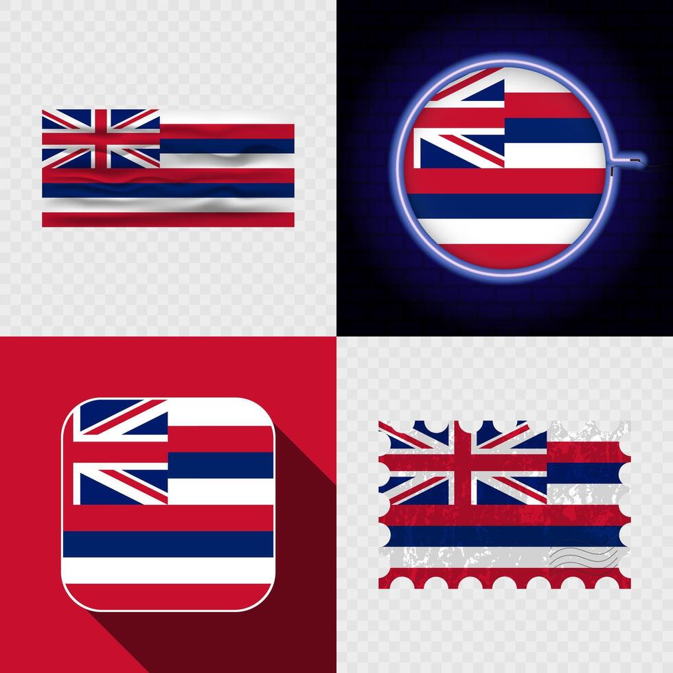 Creative Hawaii Flag Icon Set Collection. vector