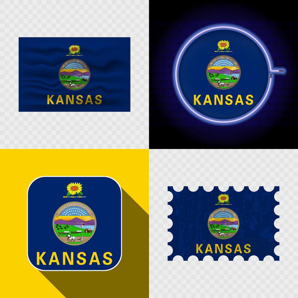 Creative Kansas Flag Icon Set Collection. vector
