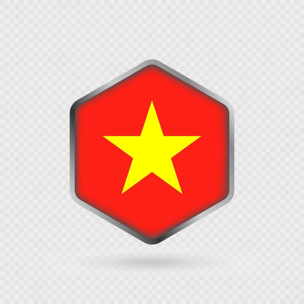 Vietnam Flag Icon in Hexagon Shape. vector