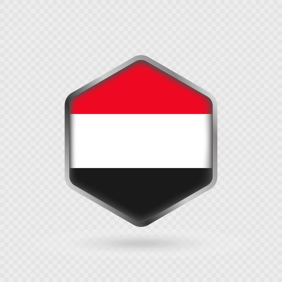 Yemen Flag Icon in Hexagon Shape. vector