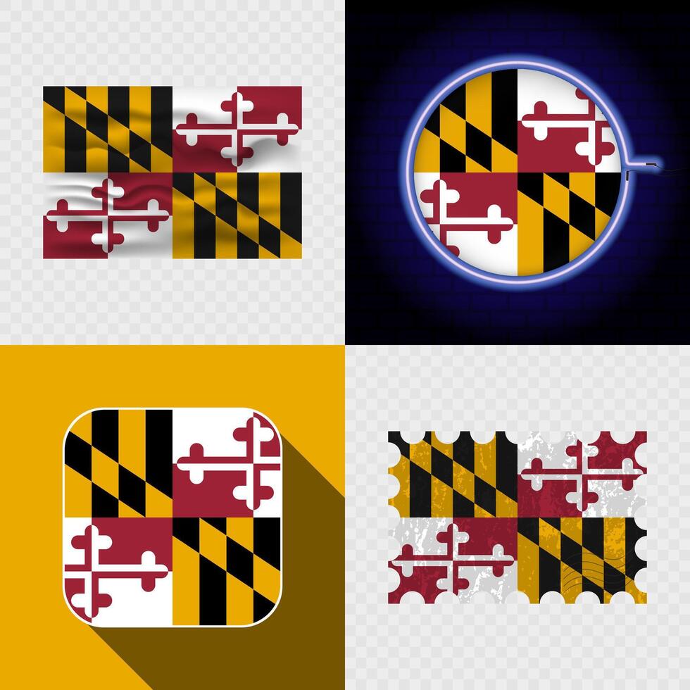 Creative Maryland Flag Icon Set Collection. vector