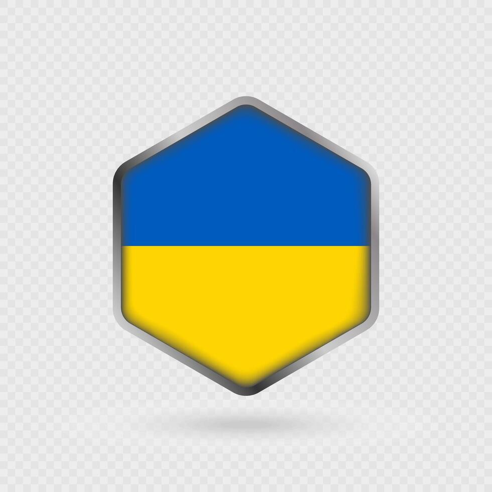 Ukraine Flag Icon in Hexagon Shape. vector