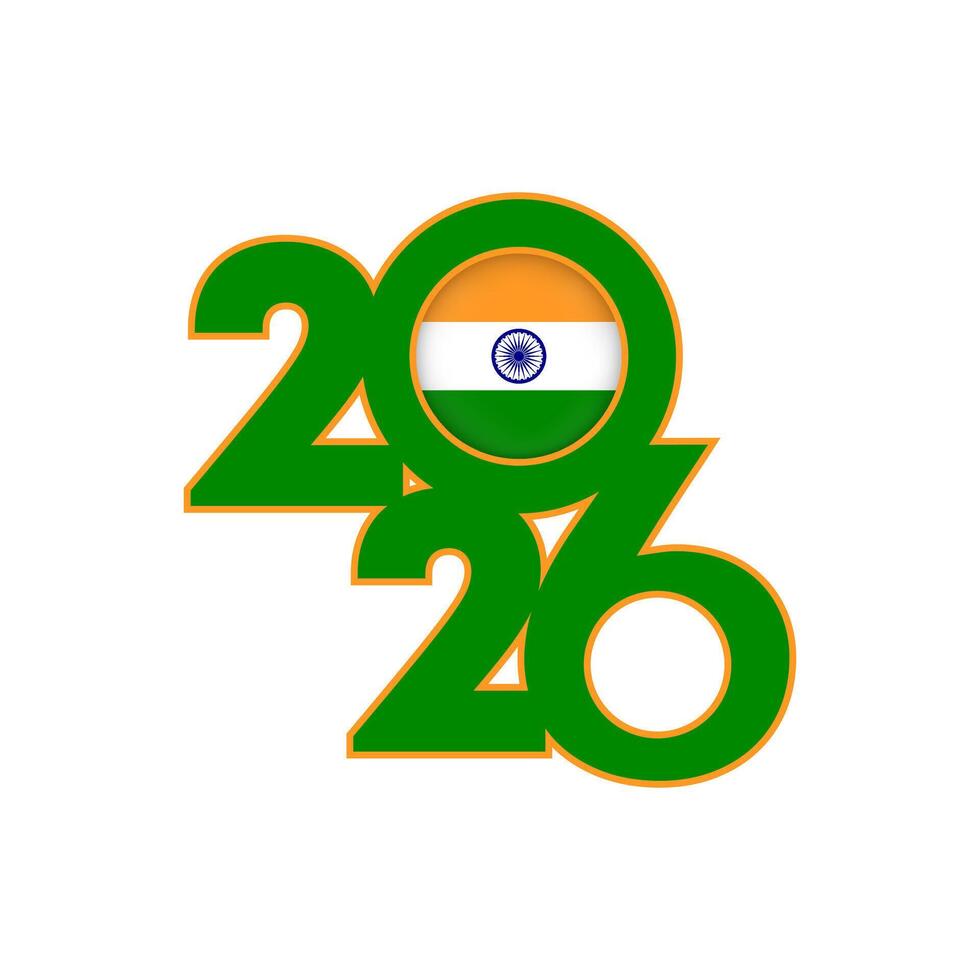 2026 banner with India flag inside. vector