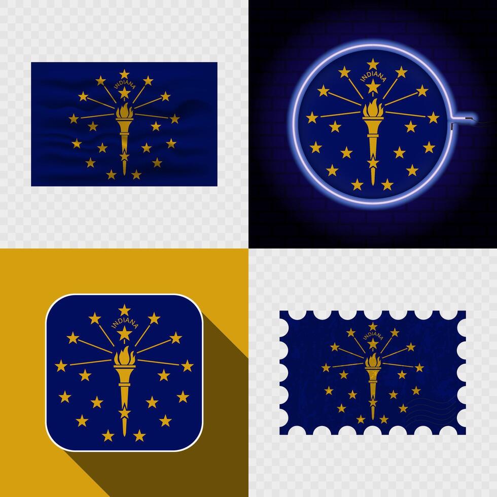 Creative Indiana Flag Icon Set Collection. vector