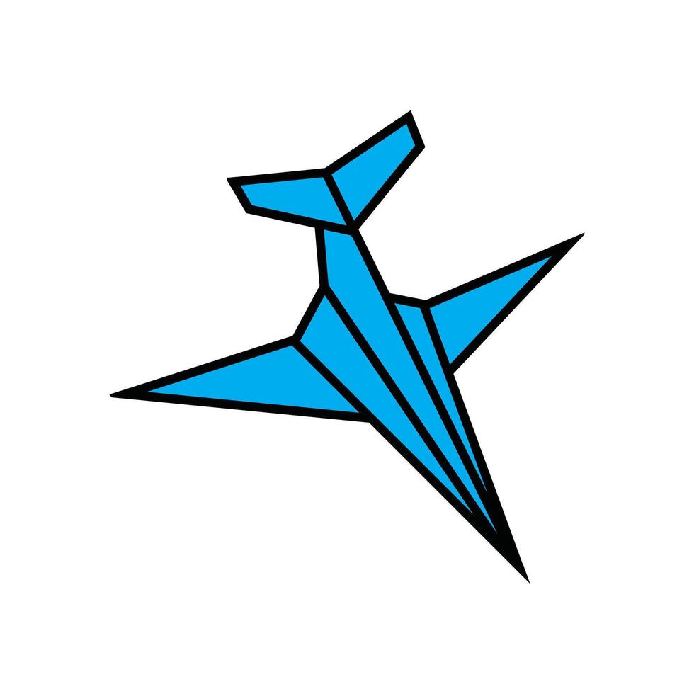 Blue Origami Paper Airplane Symbol with Clean White Background vector