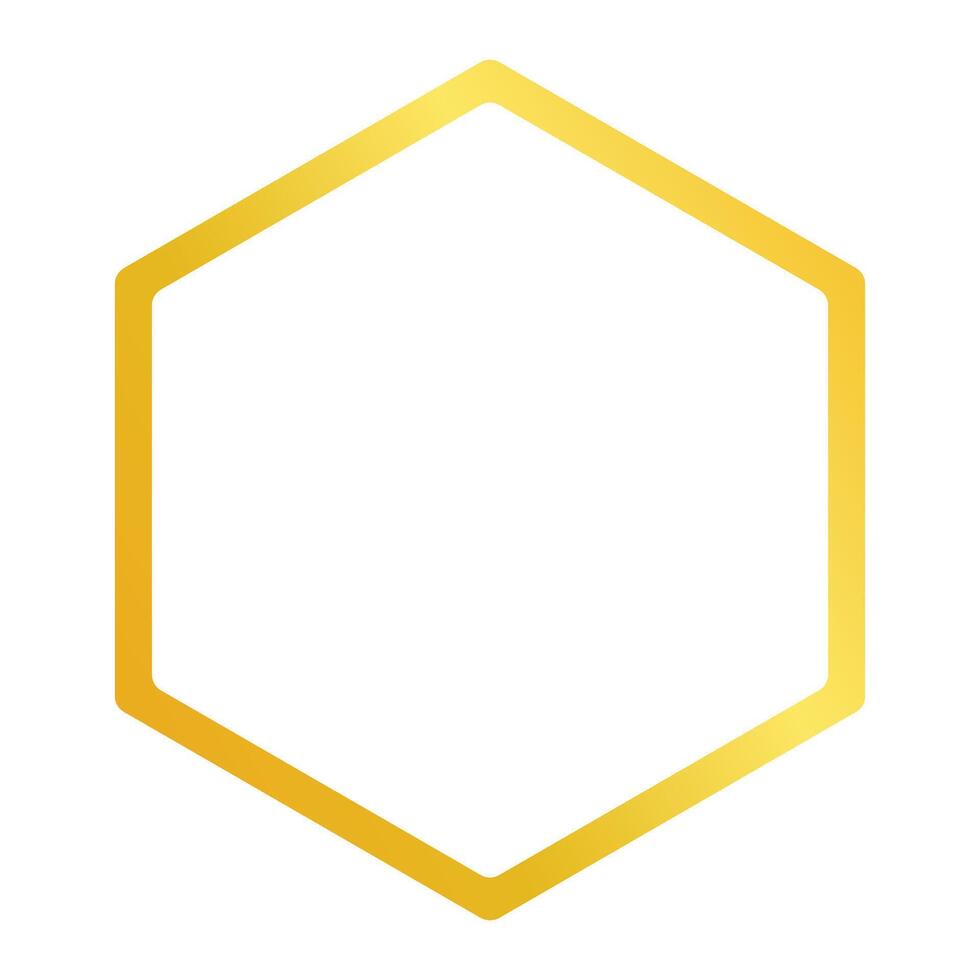Golden Outline of a Hexagon On a White Background vector