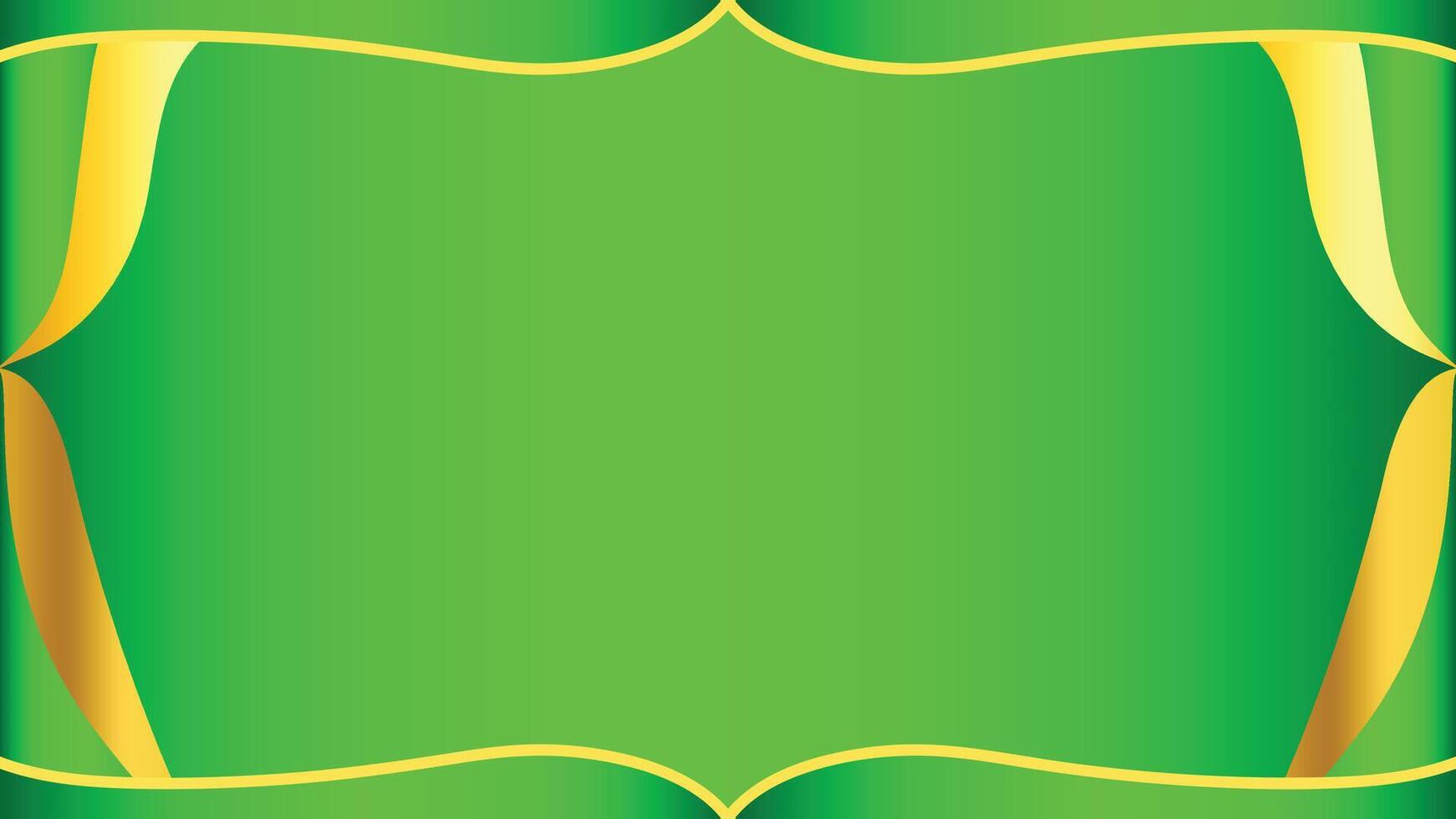 Elegant bright green background with a decorative golden ribbon frame. Perfect for luxury invitations, festive projects, wedding stationery, greeting cards, and stylish design templates. vector