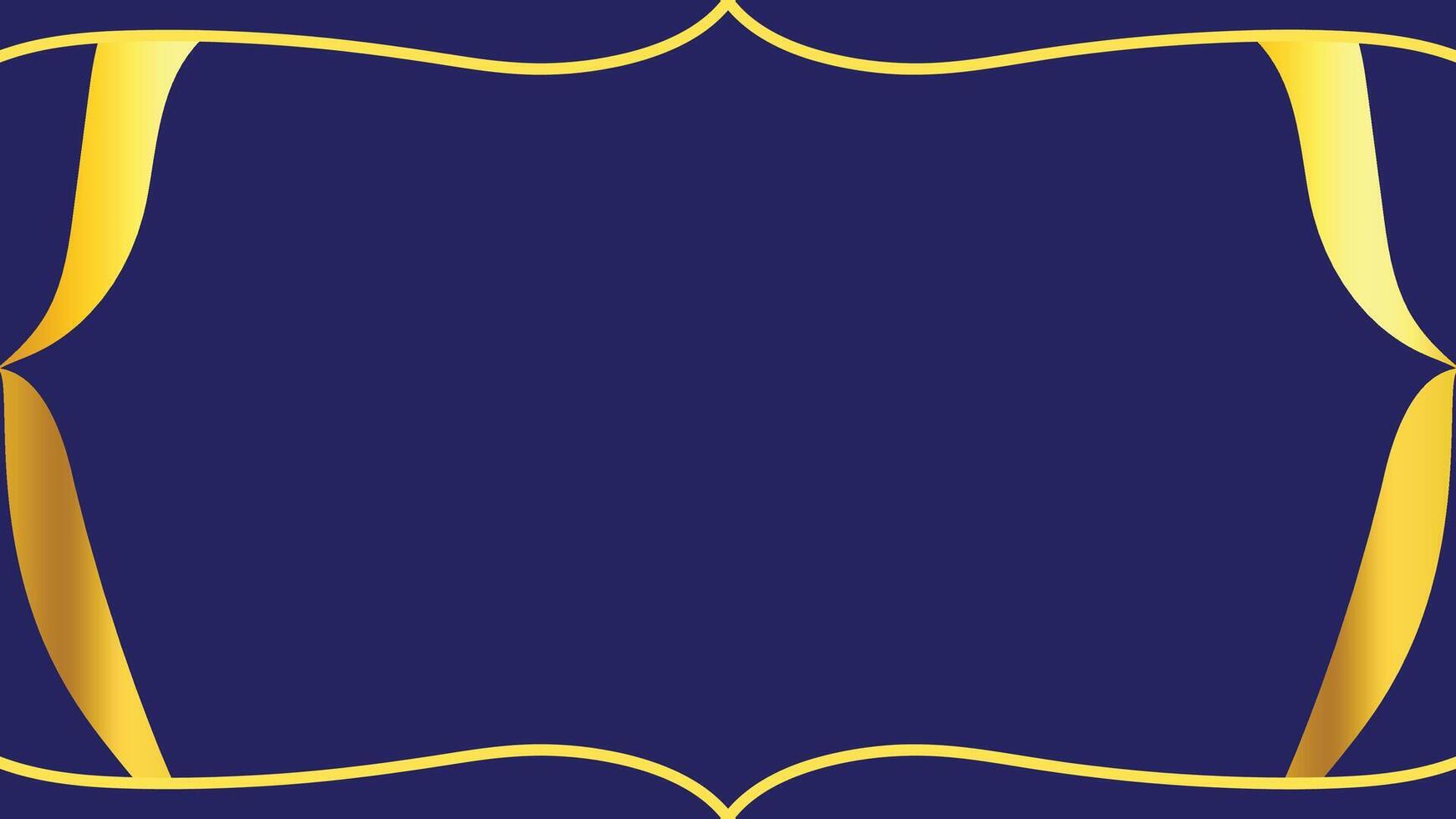 Elegant Dark Blue Background With Golden Ornamental Ribbons and Decorative Frame vector