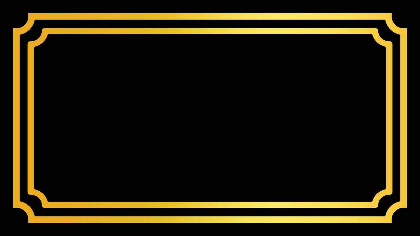Elegant Black Background with Golden Decorative Rectangular Frame vector