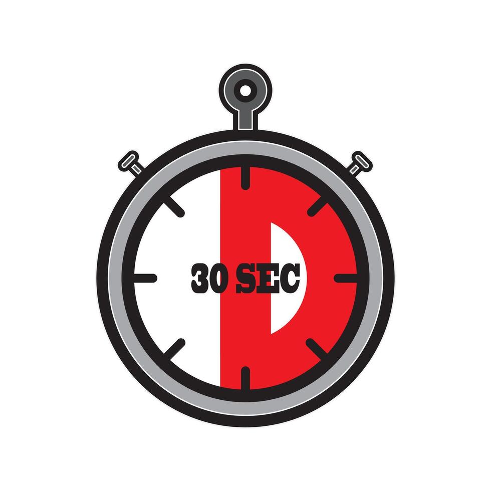 Illustration of a Stopwatch Marked with 30 Seconds in Red and White vector