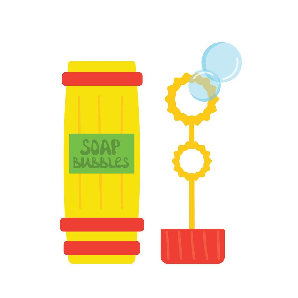 Bubble with soap bubbles. of a plastic bottle with soap bubbles, childrens game vector