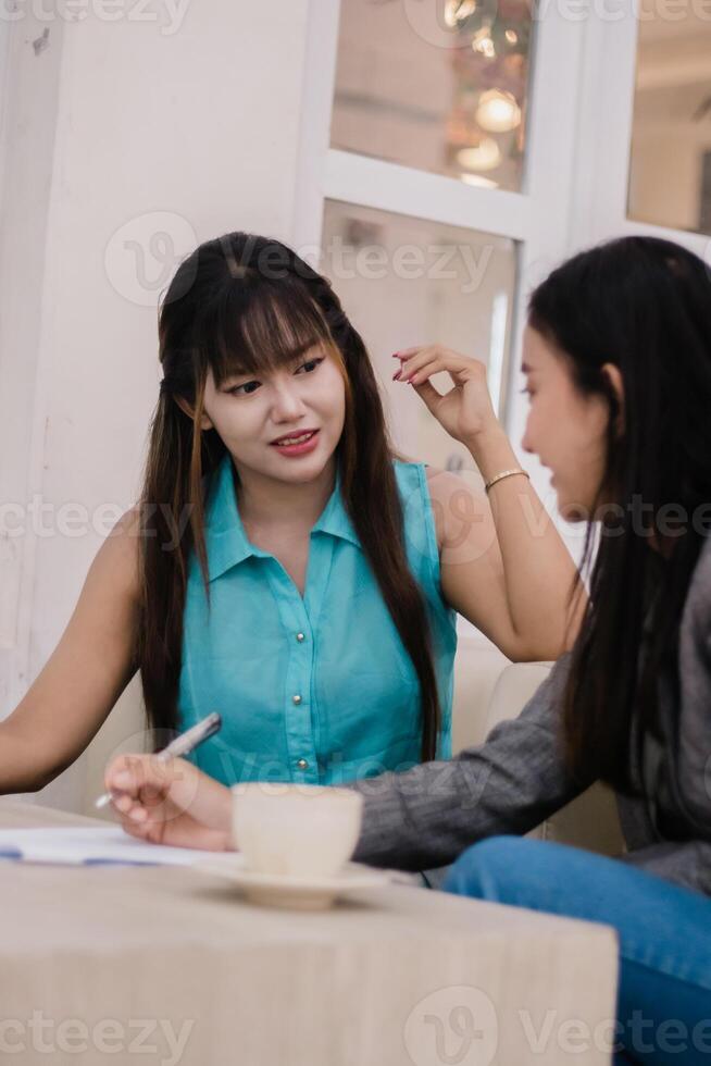 Friendly Business Meeting at a Cafe photo