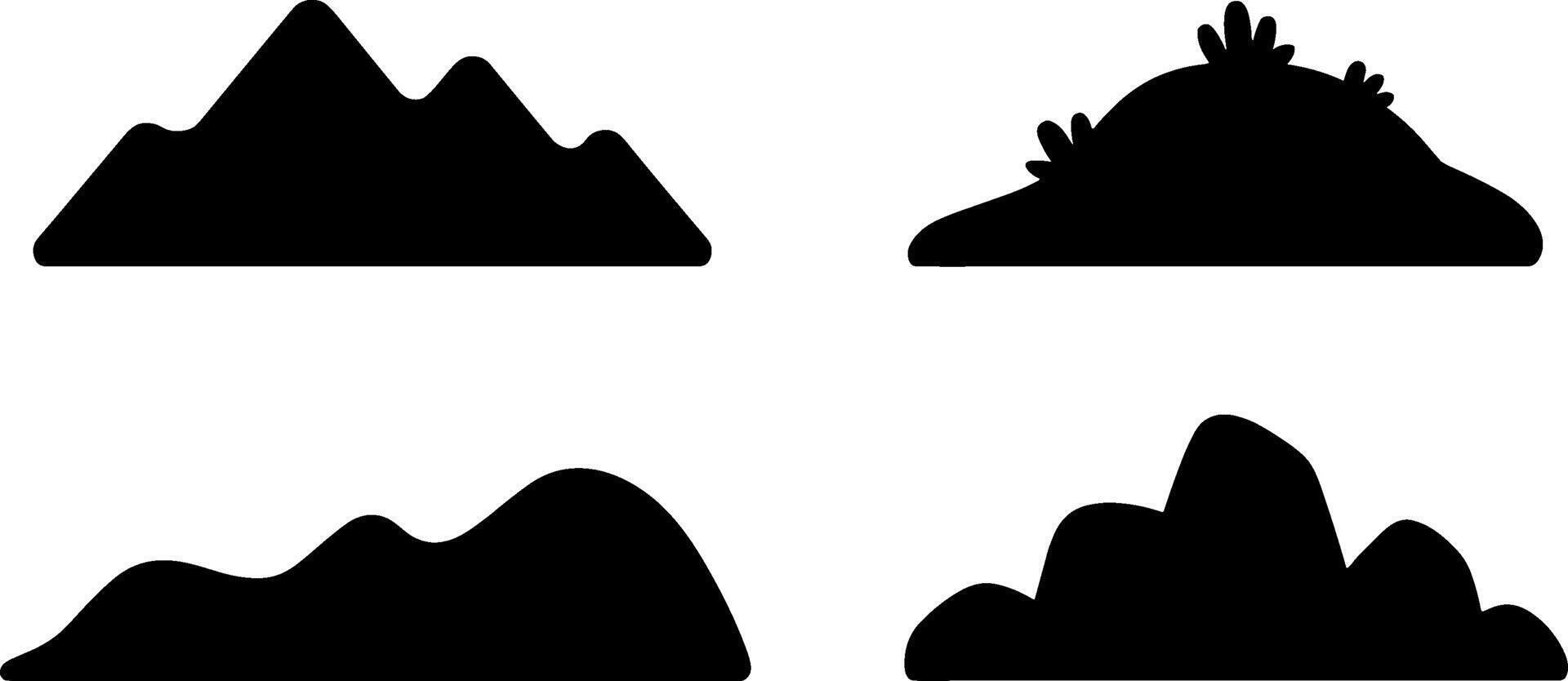 Mountain Hill Landform Silhouettes Collection Isolated Shapes vector