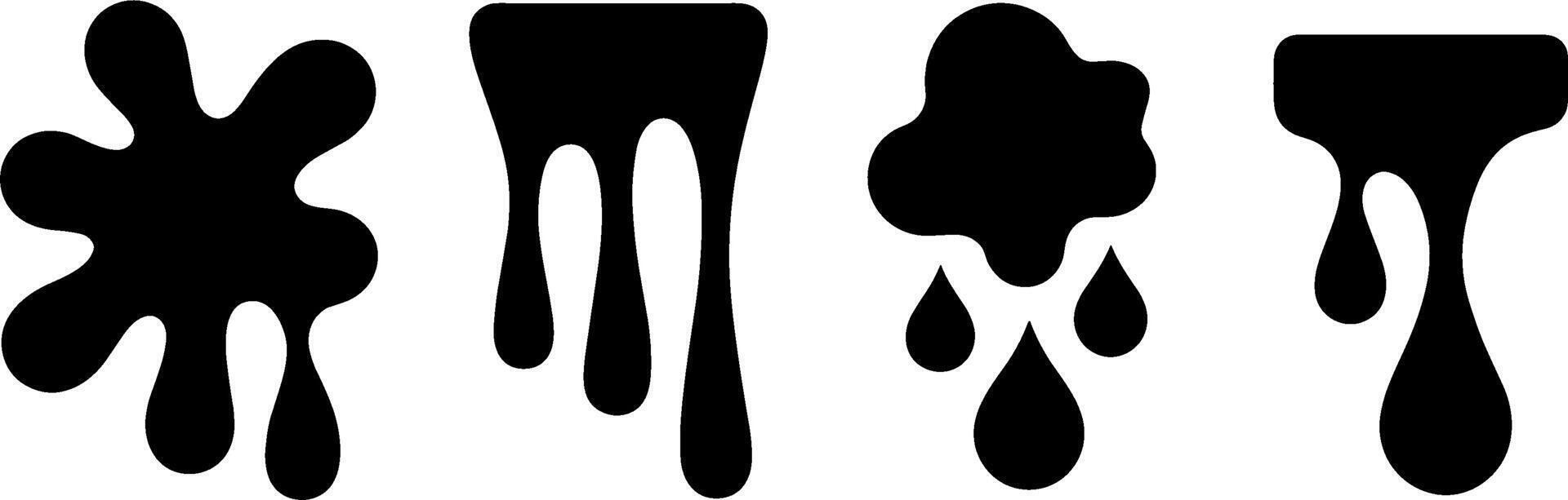 Black Liquid Drip Splashs Set for Paint and Ink Effects vector