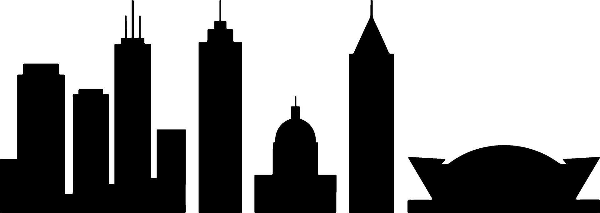 City Skyline Silhouette Urban Buildings Landmark Architecture vector