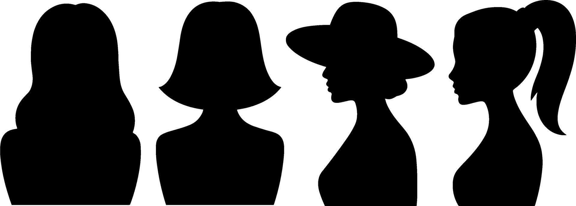 Female Silhouettes Different Hairstyles Profiles vector