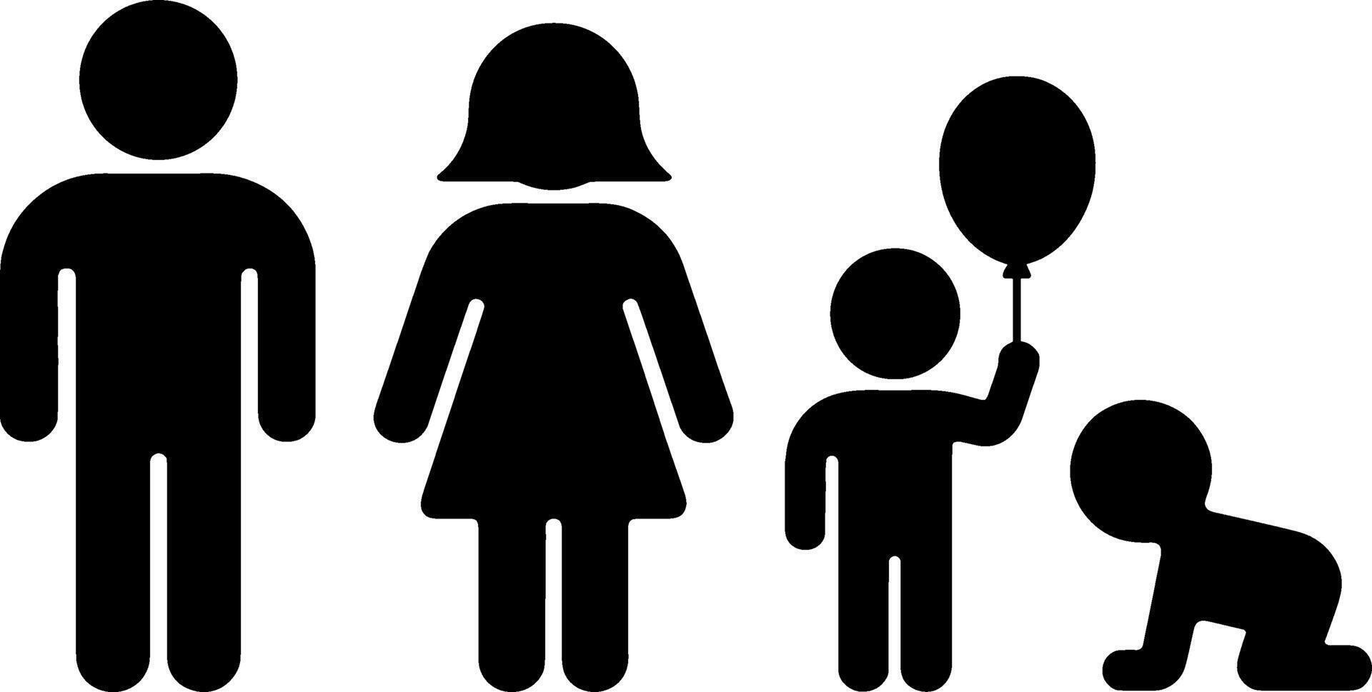 Familys Man Woman Child Balloon Baby Crawling vector