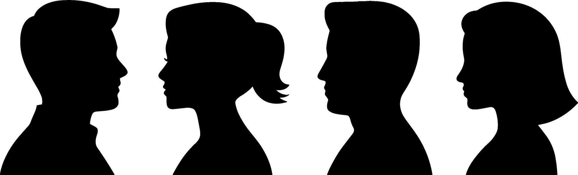 Male Female Silhouette Profile Heads Set Social Communication vector