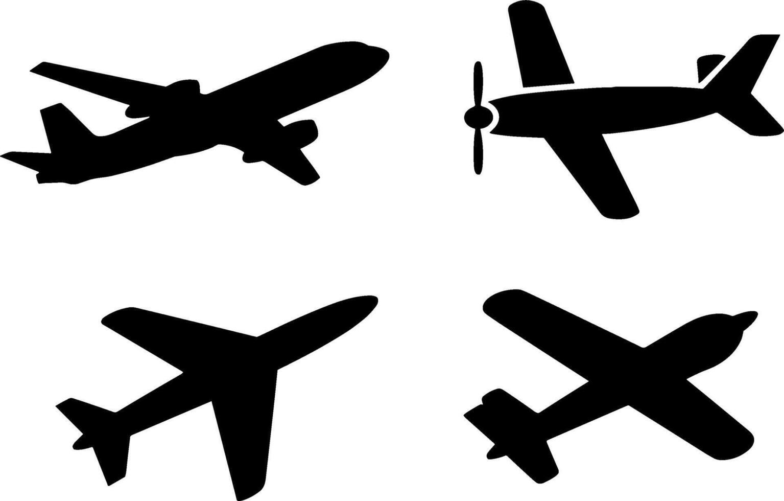 Silhouette Airplanes Set Aviation Transport Symbols vector