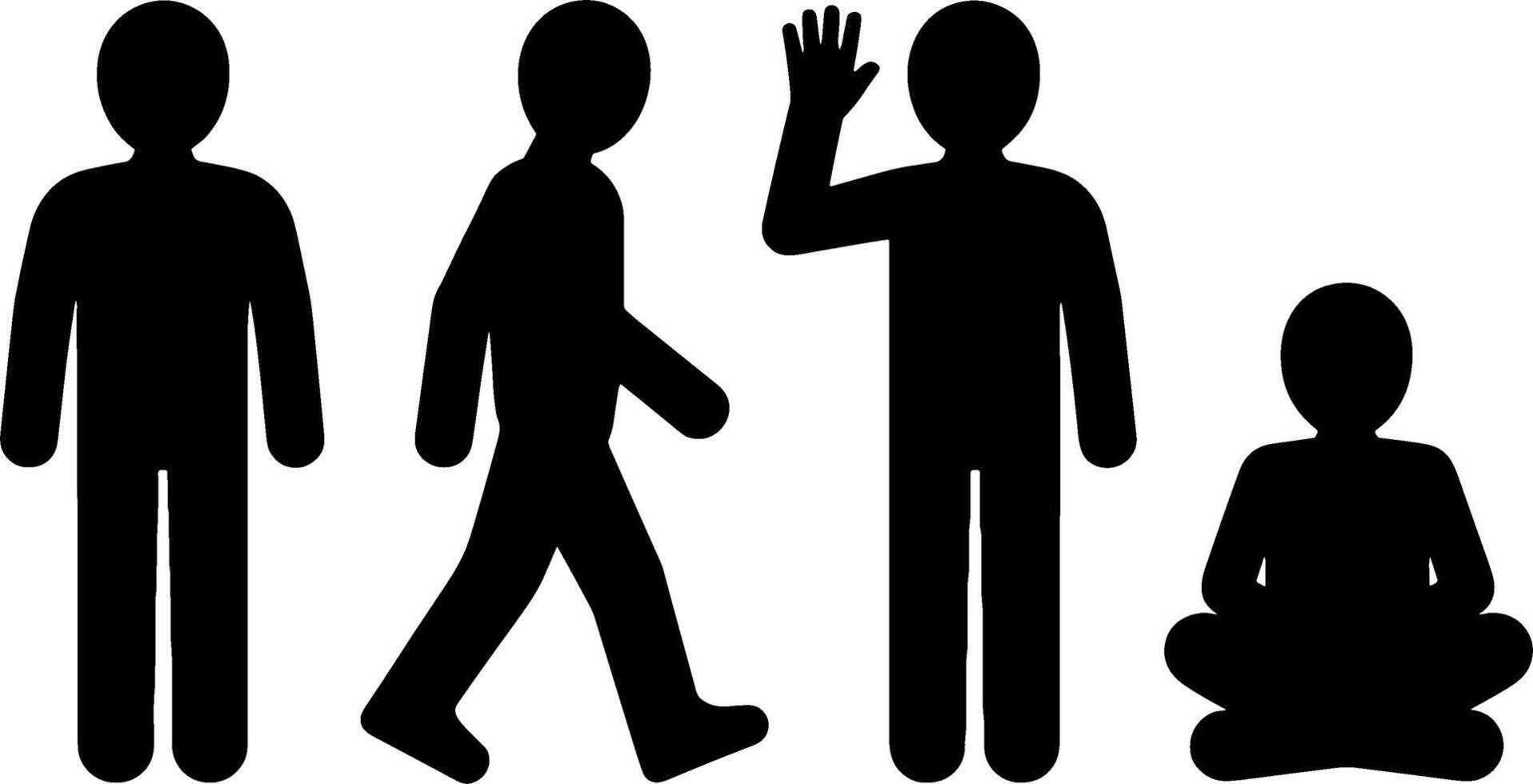 Human Silhouette Figures Walking Sitting Waving Activitys vector